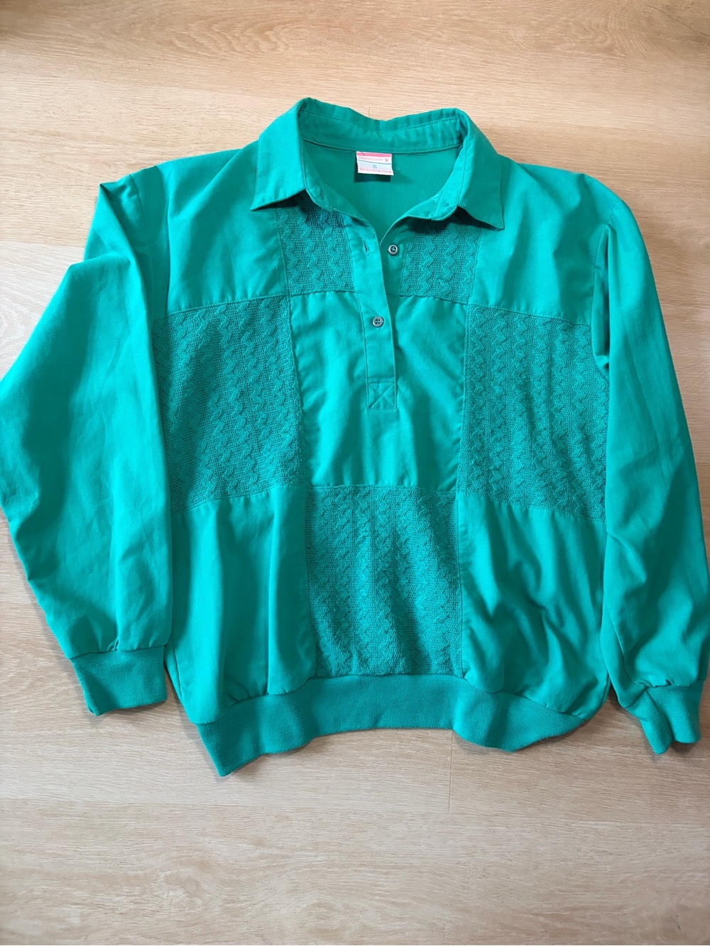 Vintage 80s/90s Lady Foot Locker Teal Rayon Pullover M